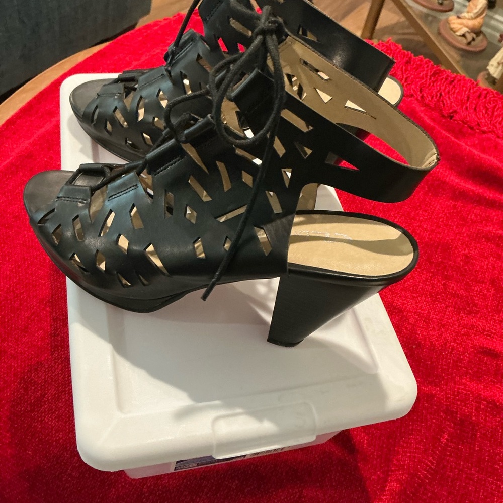Elegant Black Cutout Women's Heels